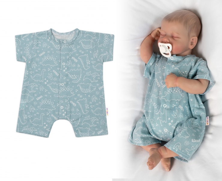 Body s nohavičkami, mušelín, Dino, Baby Nellys, mátové, vel. 62