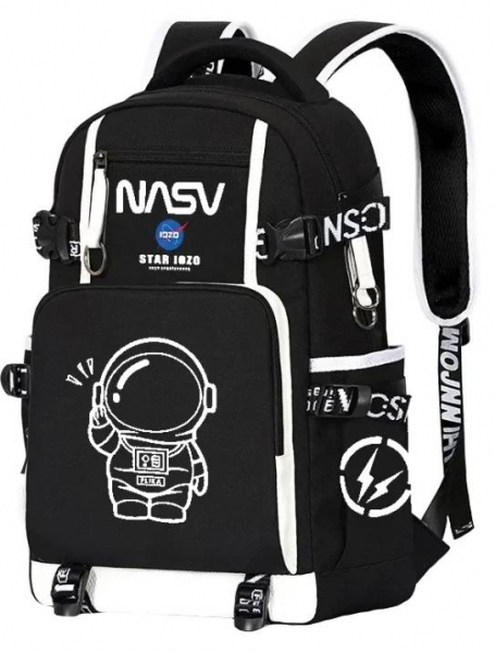 Školní batoh, aktovka Astronaut Nasa - černý, svítící
