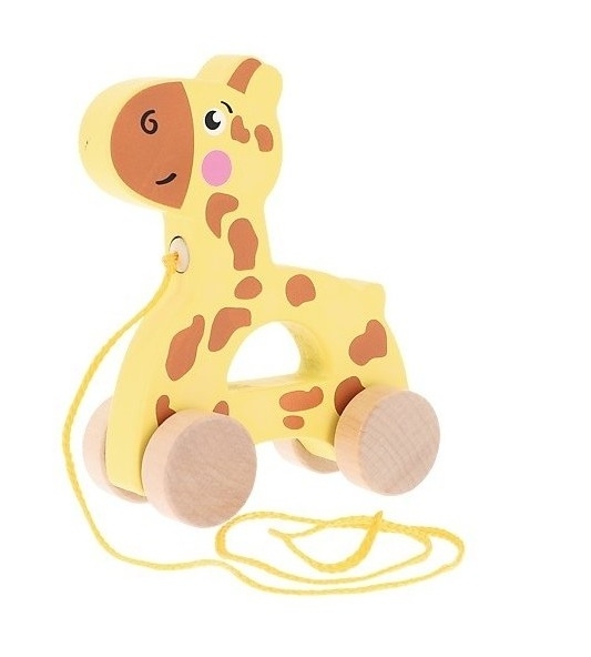 Edukační dřevěná tahací hračka Žirafa Trefl, žlutá