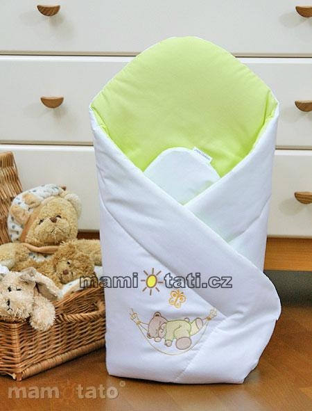 Mamo Tato Luxusní zavinovačka s výšivkou - Houpačka zelaná