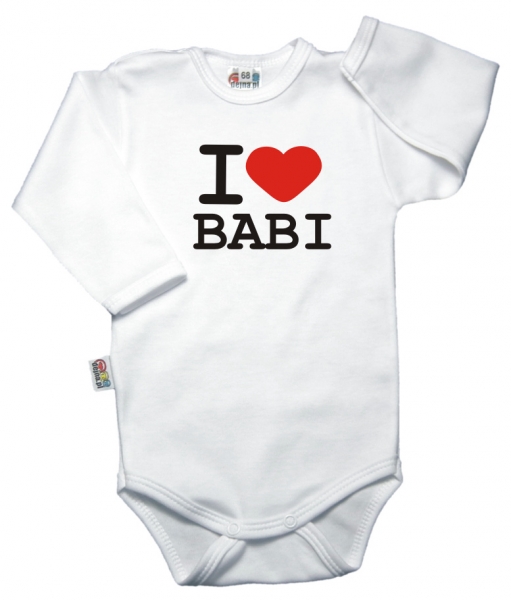 Body dlouhý rukáv, vel. 86, I love babi - bílé