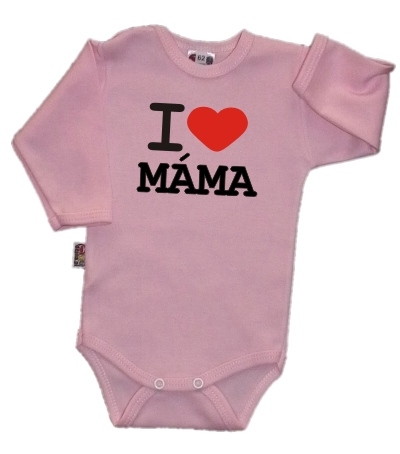 Baby Dejna Body dl. rukáv Kolekce I Love Máma, růžové, vel. 68