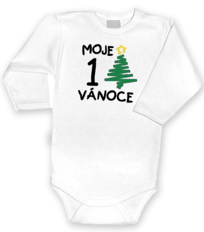DEJNA 1. Vánoce - Body dl. rukávek - bílé, vel. 86