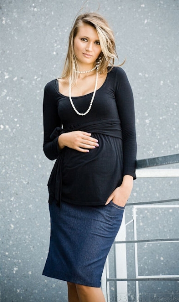 Be MaaMaa Těhotenské sukně SARA - modrá, Velikost: XS (32-34)
