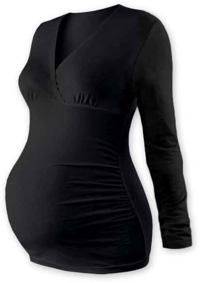 JOŽÁNEK Těhotenské triko/tunika dlouhý rukáv EVA - černé, Velikost: S/M