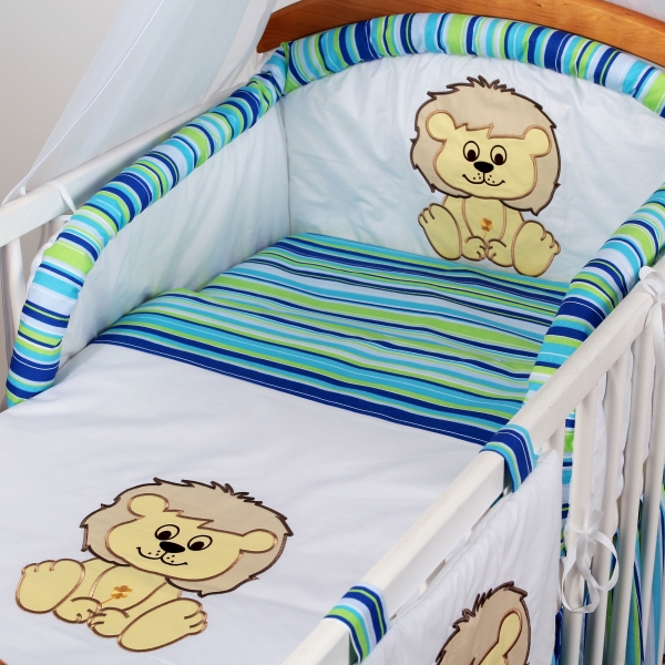 Luxusní povlečení Baby Dreams - SAFARI - LEV - vzor: SAFARI LEV Proužek tyrkys, rozměr: 120x90, 2D