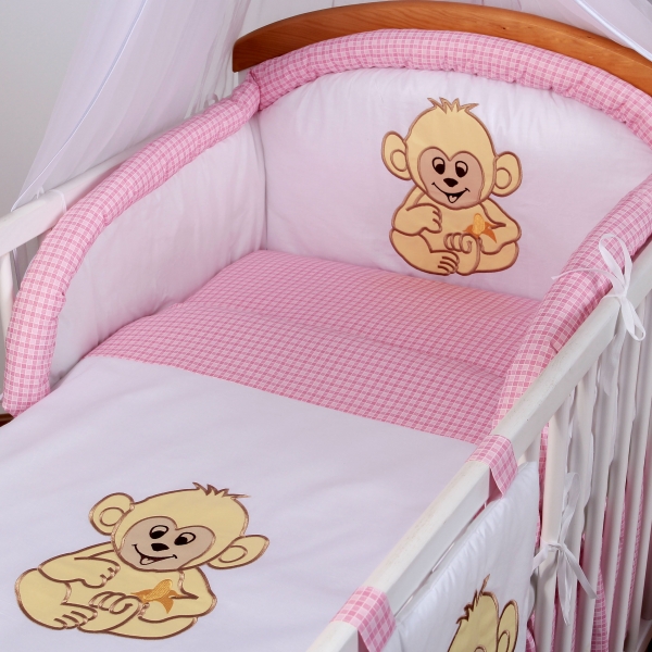 Luxusní povlečení Baby Dreams - SAFARI - OPICE - vzor: SAFARI OPICE Kostička růžová, rozměr: 120x90, 2D