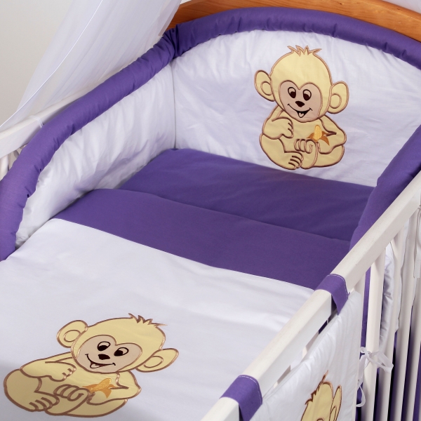 Luxusní povlečení Baby Dreams - SAFARI - OPICE - vzor: SAFARI OPICE Fialová/lila, rozměr: 135x100, 2D