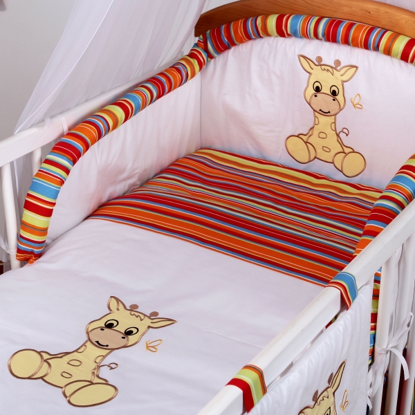 Luxusní povlečení Baby Dreams - SAFARI - ŽIRAFA - vzor: SAFARI ŽIRAFA Proužek pomeranč, rozměr: 120x90, 2D