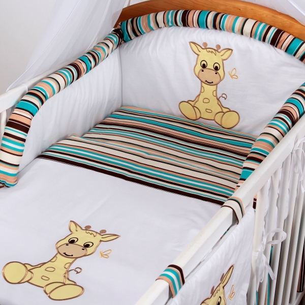 Luxusní povlečení Baby Dreams - SAFARI - ŽIRAFA - vzor: SAFARI ŽIRAFA Proužek čokoláda, rozměr: 135x100, 2D