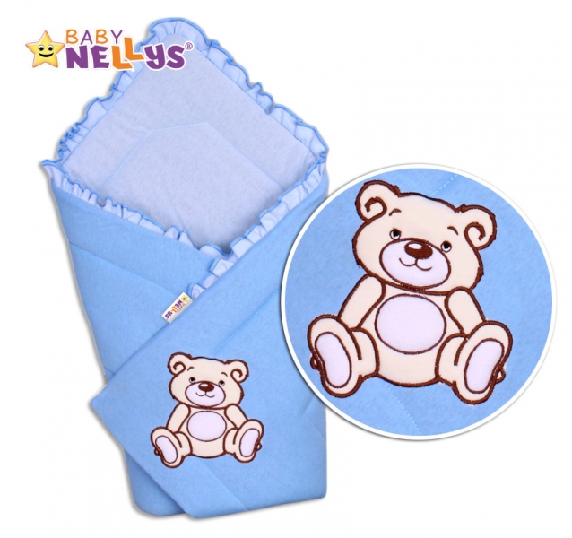 Baby Nellys Zavinovačka Medvídek -Teddy Bear - jersey - modrá