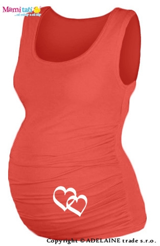 Mamitati Top, tílko Dana s potiskem Srdíček  - korálové, vel. L/XL