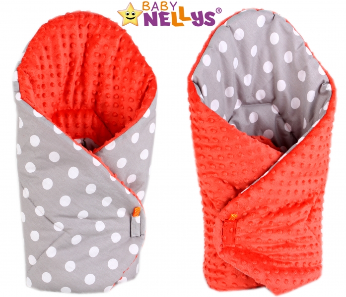 Luxusní zavinovačka MINKY BABY - oboustranná Bubble retro šedé - MINKY Baby, Oboustranná, Bubble retro šedé/losos Minky