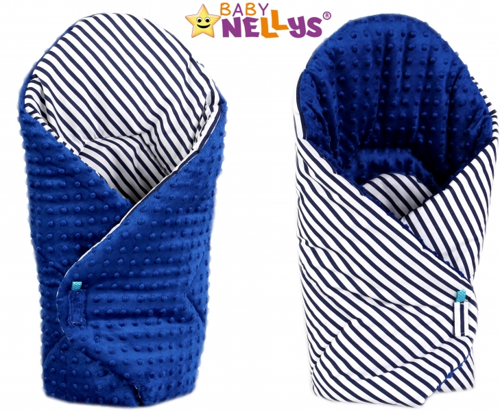 Luxusní zavinovačka MINKY BABY - oboustranná Proužky - MINKY Baby, Oboustranná, Proužky/tm. modrá Minky