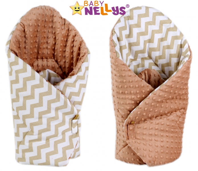 Luxusní zavinovačka MINKY BABY - oboustranná Zig zag béžový - MINKY Baby, Oboustranná, Zig zag béžový/béžově hnědá Minky
