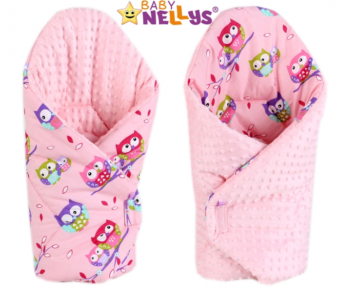 Luxusní zavinovačka MINKY BABY - oboustranná Sovičky růžové - MINKY Baby, Oboustranná, Sovičky růžové/ růžová Minky