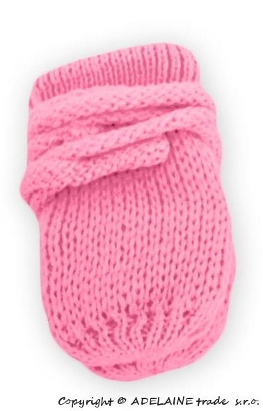 BABY NELLYS Kojenecké rukavičky pletené, zimní - růžové/malinové, Velikost: 12cm rukavičky