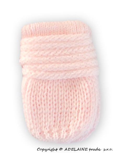 BABY NELLYS Kojenecké rukavičky pletené, zimní - sv. růžové, Velikost: 12cm rukavičky