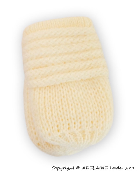 BABY NELLYS Kojenecké rukavičky pletené, zimní - smetana, Velikost: 12cm rukavičky