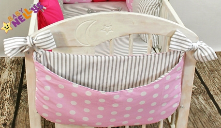 Baby Nellys Kapsář nejen na hračky Be Love - Bubble retro růžové/šedý proužek