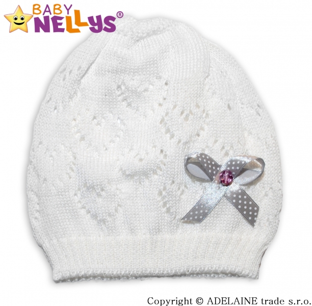 Háčkovaná čepička Mašlička Baby Nellys ® - bílá