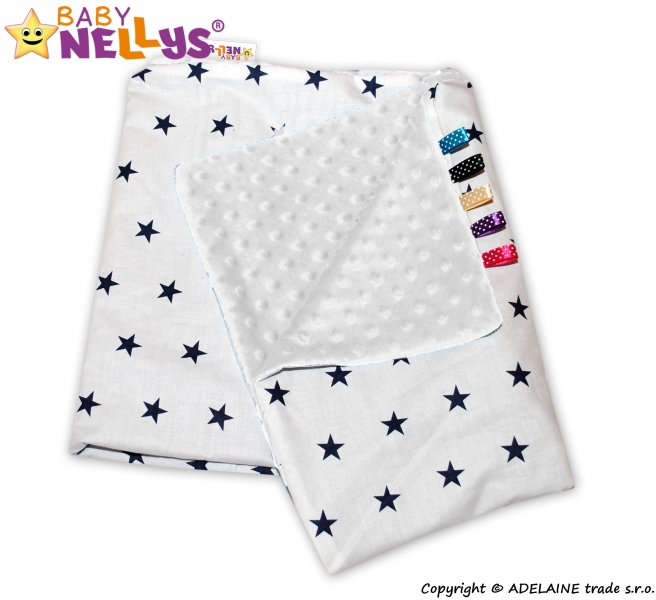 MINKY Baby Luxusní dečka Klasik - Hvězdičky granátové v bílé/bílá minky - VELIKOST: 75x100cm, vzor: Hvězdičky granátové v bílé - MINKY bílá