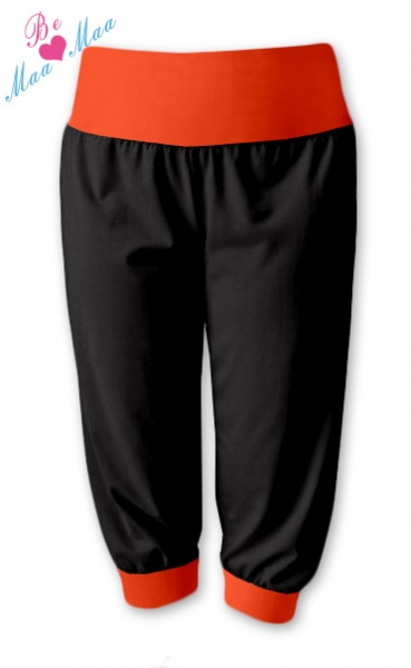 Be MaaMaa Sportovní 3/4 legíny CAPRI - černé/oranž , vel. L/XL