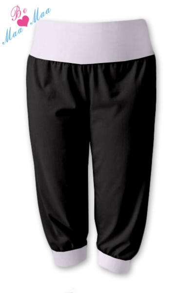 Be MaaMaa Sportovní 3/4 legíny CAPRI - černé/bílá, vel. L/XL