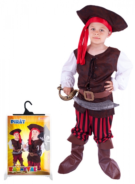Karnevalový kostým pirát, klobouk, boty, vel. S - Kostým pirát, klobouk, boty, vel. S
