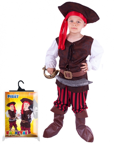 Karnevalový kostým pirát, klobouk, boty, vel. XS - Kostým pirát, klobouk, boty, vel. XS