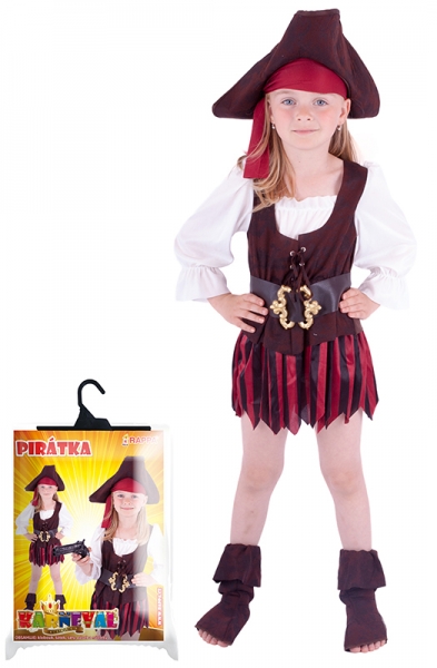 Karnevalový kostým pirátka, klobouk, boty, vel. XS - Kostým pirátka, klobouk, boty, vel. XS