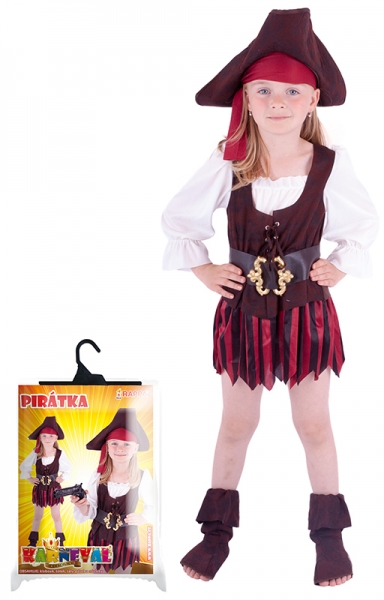 Karnevalový kostým pirátka, klobouk, boty, vel. S - Kostým pirátka, klobouk, boty, vel. S