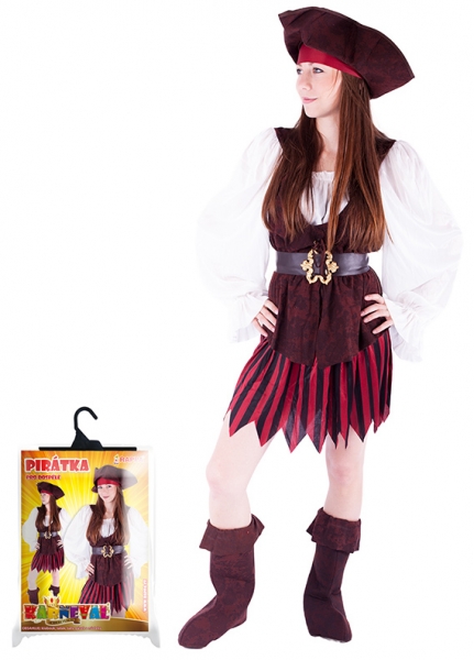 Karnevalový kostým pirátka, boty, dospělý, vel. M - Kostým pirátka, boty, dospělý, vel. M