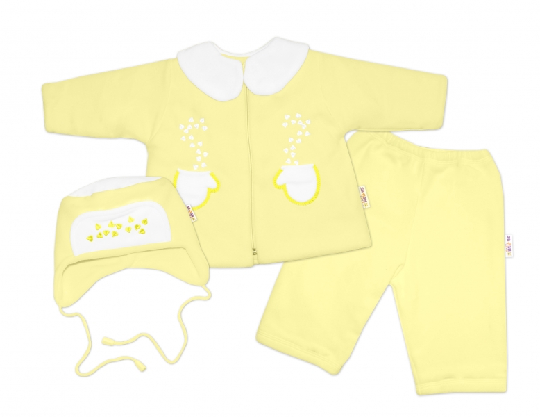 Kabátek, čepička a kalhoty Baby Nellys ® - krémově žlutá