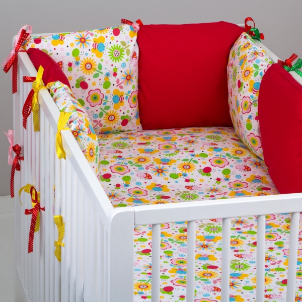 Mantinel Baby Nellys ® polštářkový s povlečením vzor č. 277118 - 8D - 6ks polštářků cca 40x40 cm + povlečení 2D 135x100cm, na postel 140x70cm