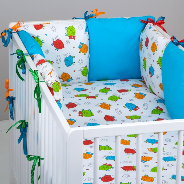 Mantinel Baby Nellys ® - polštářkový s povlečením vzor č. 278106 - 8D - 6ks polštářků cca 40x40 cm + povlečení 2D 135x100cm, na postel 140x70cm