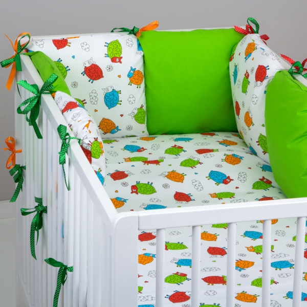 Mantinel Baby Nellys ® - polštářkový s povlečením vzor č. 278108 - 8D - 6ks polštářků cca 40x40 cm + povlečení 2D 135x100cm, na postel 140x70cm