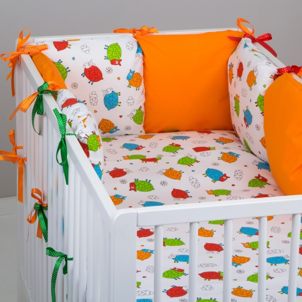 Mantinel Baby Nellys ® - polštářkový s povlečením vzor č. 278114 - 8D - 6ks polštářků cca 40x40 cm + povlečení 2D 135x100cm, na postel 140x70cm