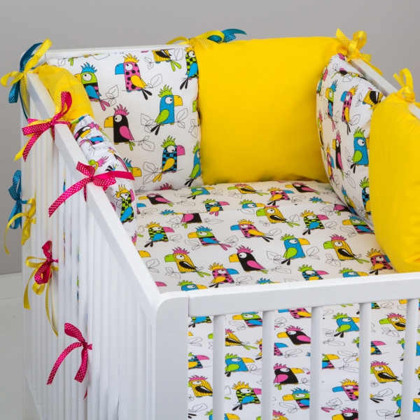 Mantinel Baby Nellys ® - polštářkový s povlečením vzor č. 287101 - 8D - 6ks polštářků cca 40x40 cm + povlečení 2D 135x100cm, na postel 140x70cm
