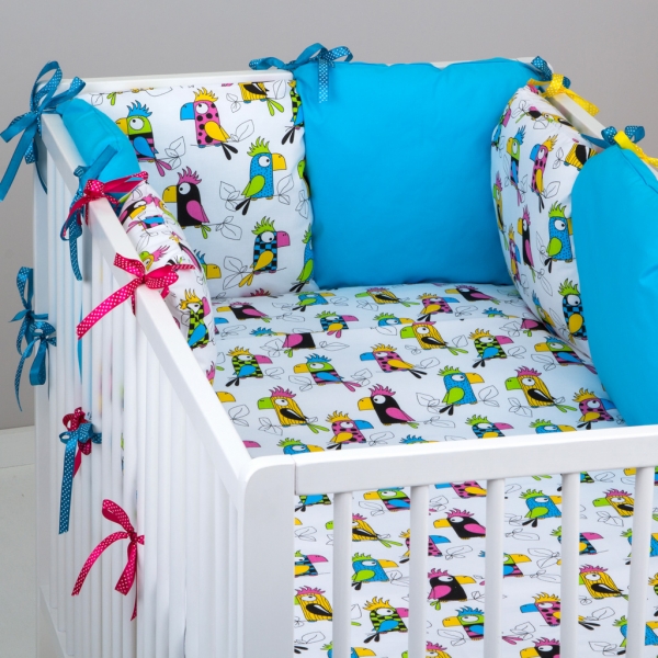 Mantinel Baby Nellys ® - polštářkový s povlečením vzor č. 287106 - 8D - 6ks polštářků cca 40x40 cm + povlečení 2D 135x100cm, na postel 140x70