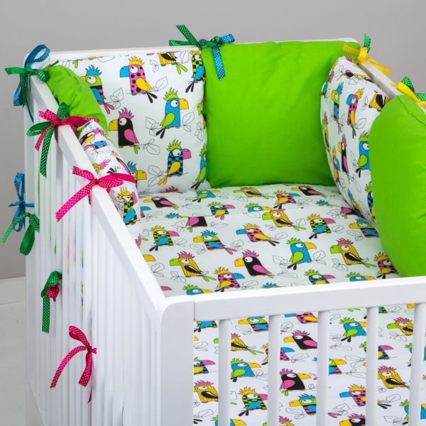 Mantinel Baby Nellys ® - polštářkový s povlečením vzor č. 287108 - 8D - 6ks polštářků cca 40x40 cm + povlečení 2D 135x100cm, na postel 140x70cm