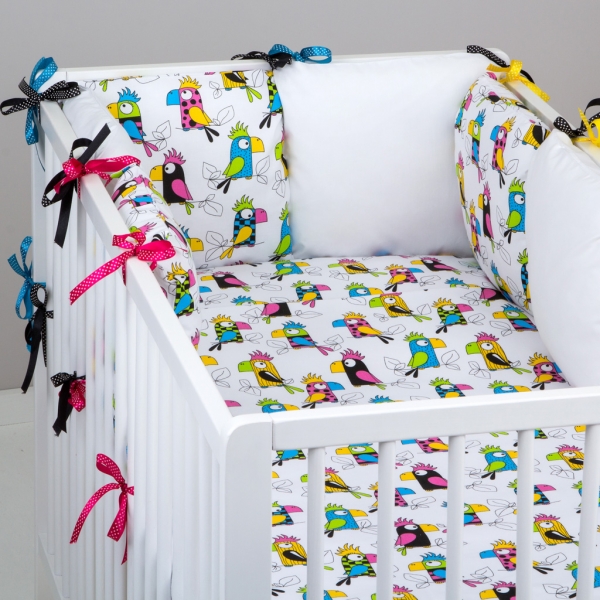 Mantinel Baby Nellys ® - polštářkový s povlečením vzor č. 287199 - 8D - 6ks polštářků cca 40x40 cm + povlečení 2D 135x100cm, na postel 140x70cm