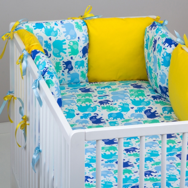 Mantinel Baby Nellys ® - polštářkový s povlečením vzor č. 340101 - 8D - 6ks polštářků cca 40x40 cm + povlečení 2D 135x100cm, na postel 140x70cm
