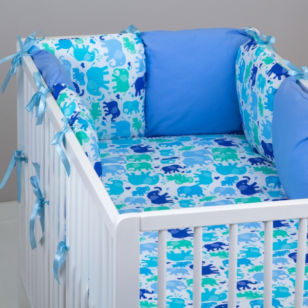 Mantinel Baby Nellys ® - polštářkový s povlečením vzor č. 340104 - 8D - 6ks polštářků cca 40x40 cm + povlečení 2D 135x100cm, na postel 140x70cm