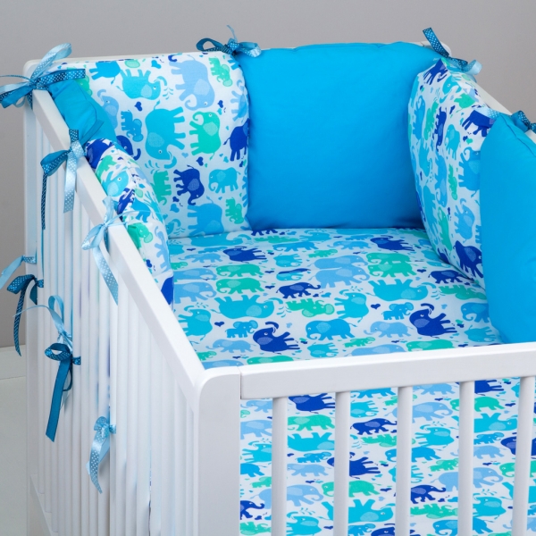 Mantinel Baby Nellys ® - polštářkový s povlečením vzor č. 340106 - 8D - 6ks polštářků cca 40x40 cm + povlečení 2D 135x100cm, na postel 140x70cm