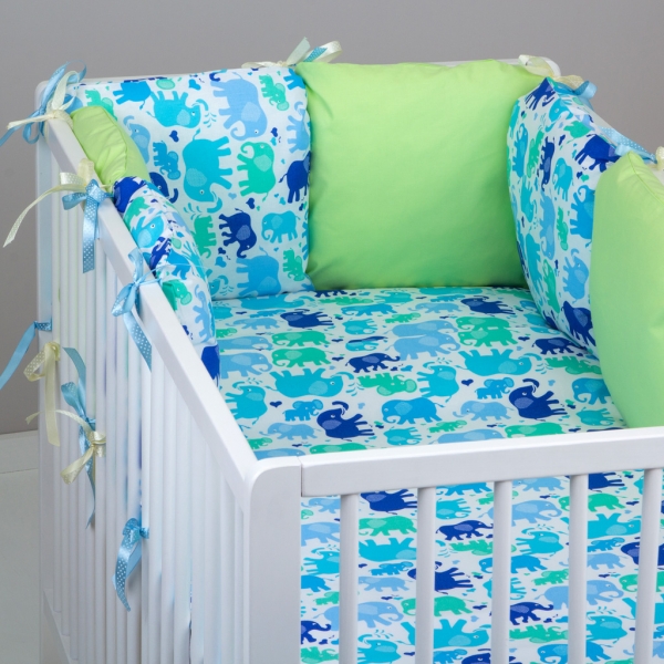 Mantinel Baby Nellys ® - polštářkový s povlečením vzor č. 340107 - 8D - 6ks polštářků cca 40x40 cm + povlečení 2D 135x100cm, na postel 140x70cm