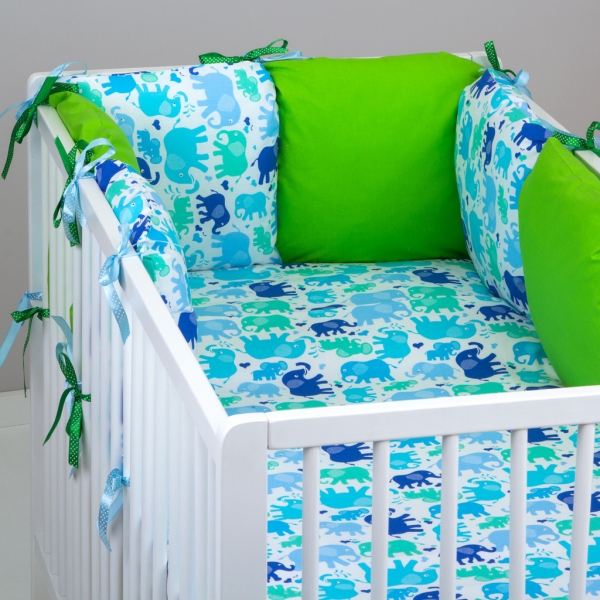 Mantinel Baby Nellys ® - polštářkový s povlečením vzor č. 340108 - 8D - 6ks polštářků cca 40x40 cm + povlečení 2D 135x100cm, na postel 140x70cm
