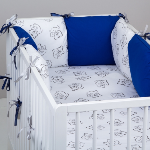 Mantinel Baby Nellys ® - polštářkový s povlečením vzor č. 345116 - 8D - 6ks polštářků cca 40x40 cm + povlečení 2D 135x100cm, na postel 140x70cm
