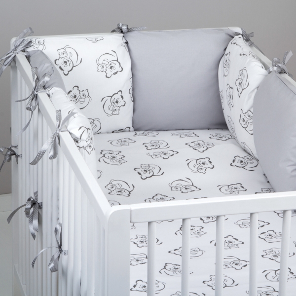 Mantinel Baby Nellys ® - polštářkový s povlečením vzor č. 345117 - 8D - 6ks polštářků cca 40x40 cm + povlečení 2D 135x100cm, na postel 140x70cm