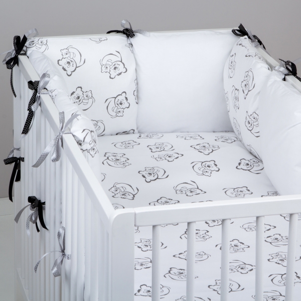 Mantinel Baby Nellys ® - polštářkový s povlečením vzor č. 345199 - 8D - 6ks polštářků cca 40x40 cm + povlečení 2D 135x100cm, na postel 140x70cm